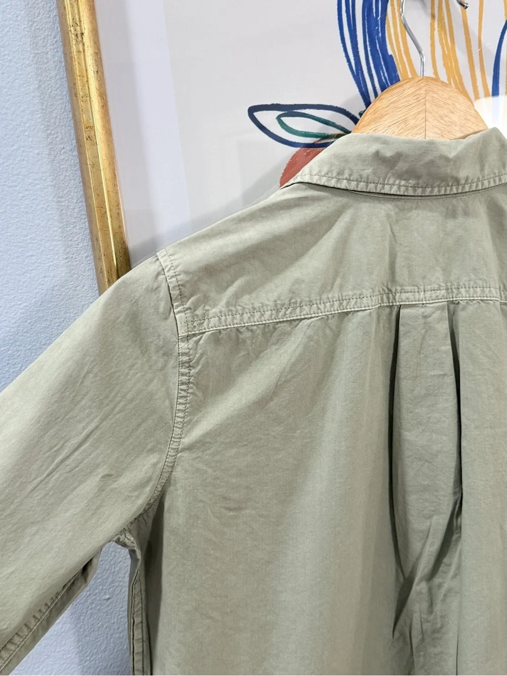J. Crew Beaded Pockets Army Green Popover Distressed Size 0